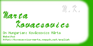 marta kovacsovics business card